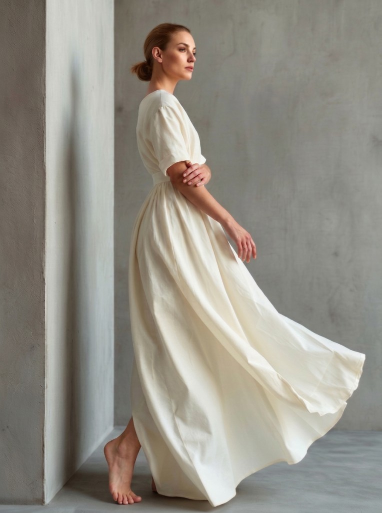 Vestido Niebla — Algodón Hilado a Mano